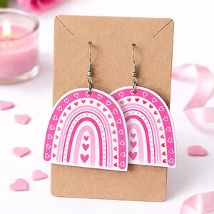 Pink and White Rainbow Earrings